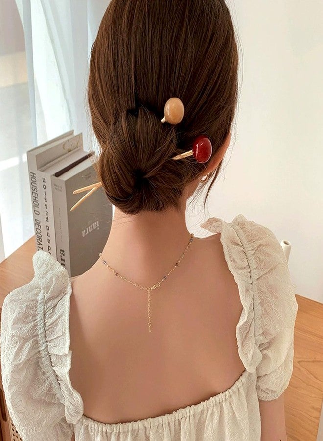 Snmzlc 3 Pcs Ball Hair sticks for buns,Hair pins for women,Buns and Updos with No Hair Damage,Metal French Pin Great Hold,Suitable for fine & thick hairUS369(Three colors 2 round bead style) - Image 5